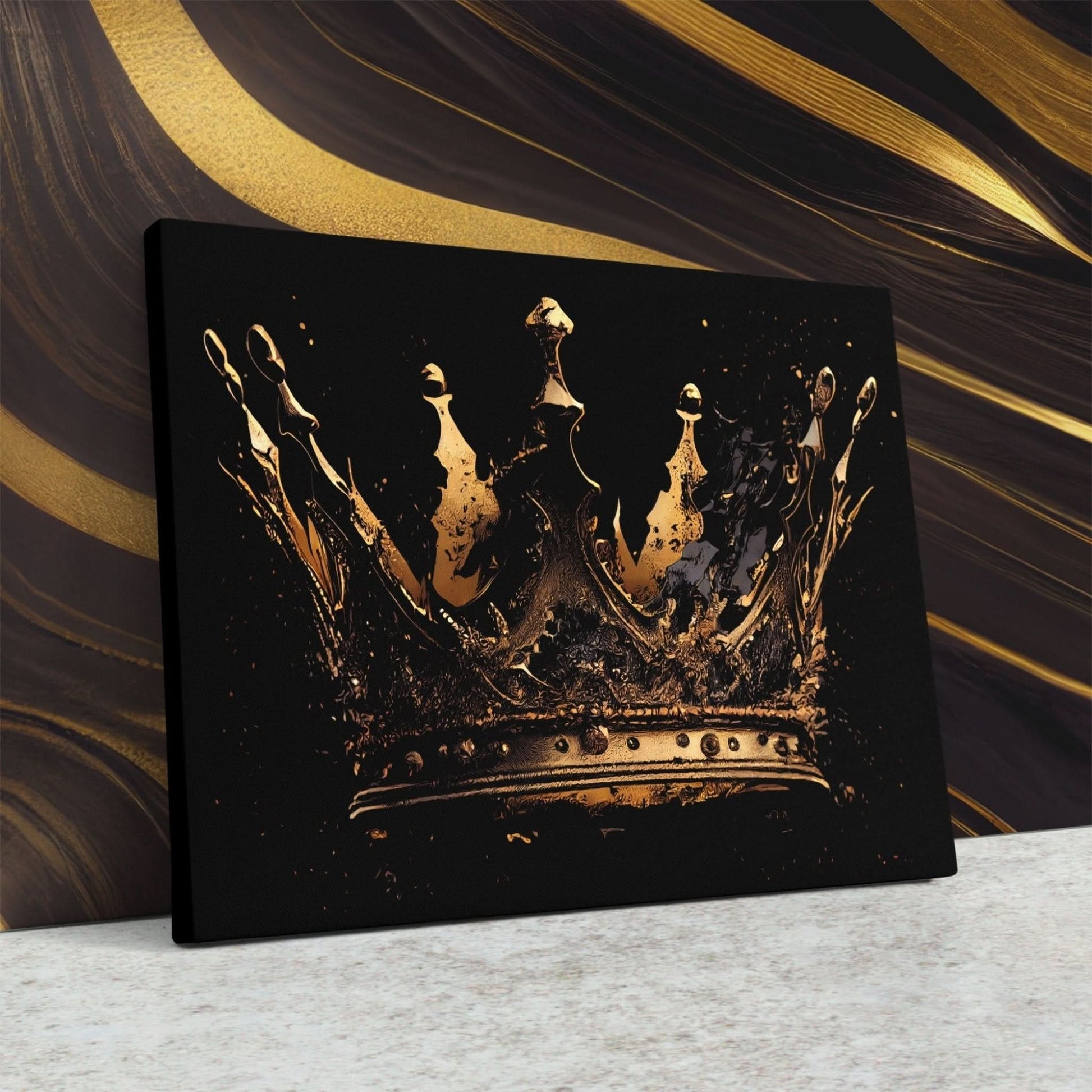 Broken Gothic Crown - Black Canvas Wall Art