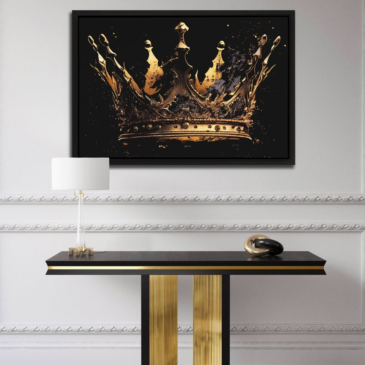 Broken Gothic Crown - King Wall Art in Black Frame