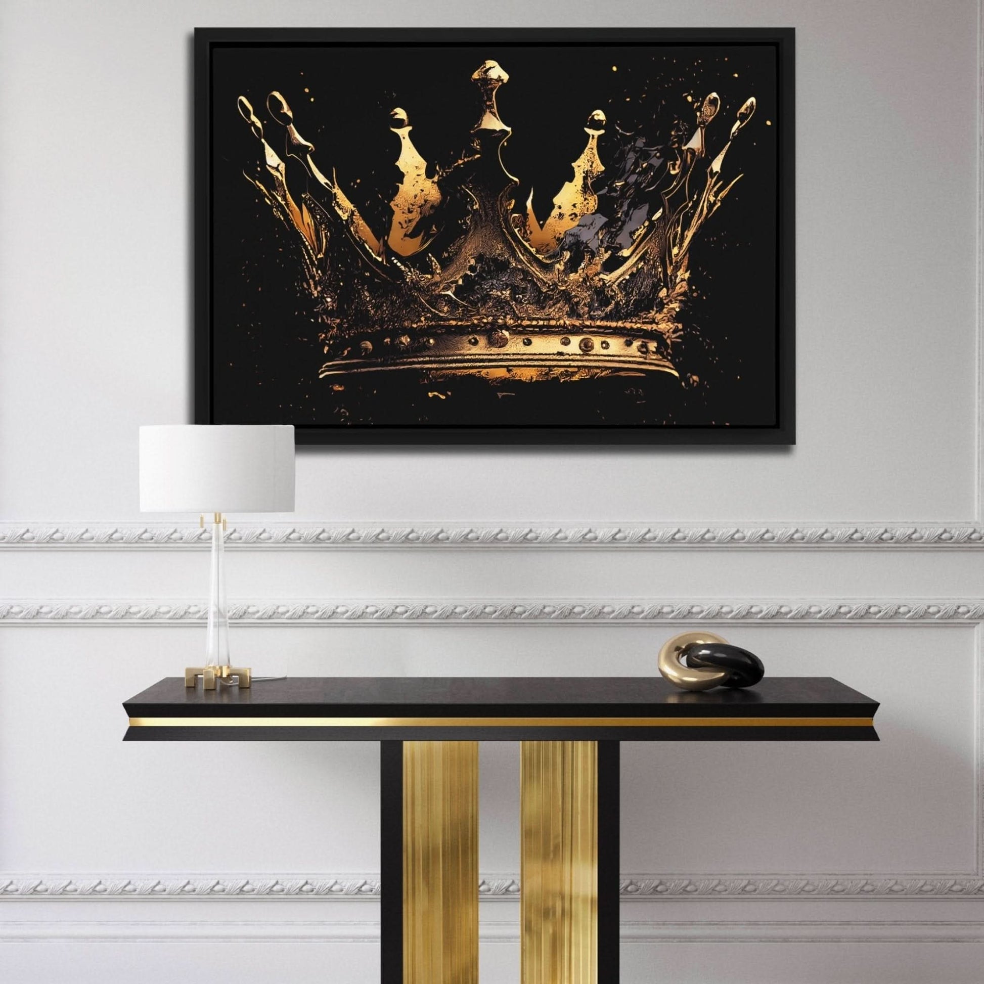 Broken Gothic Crown - King Wall Art in Black Frame