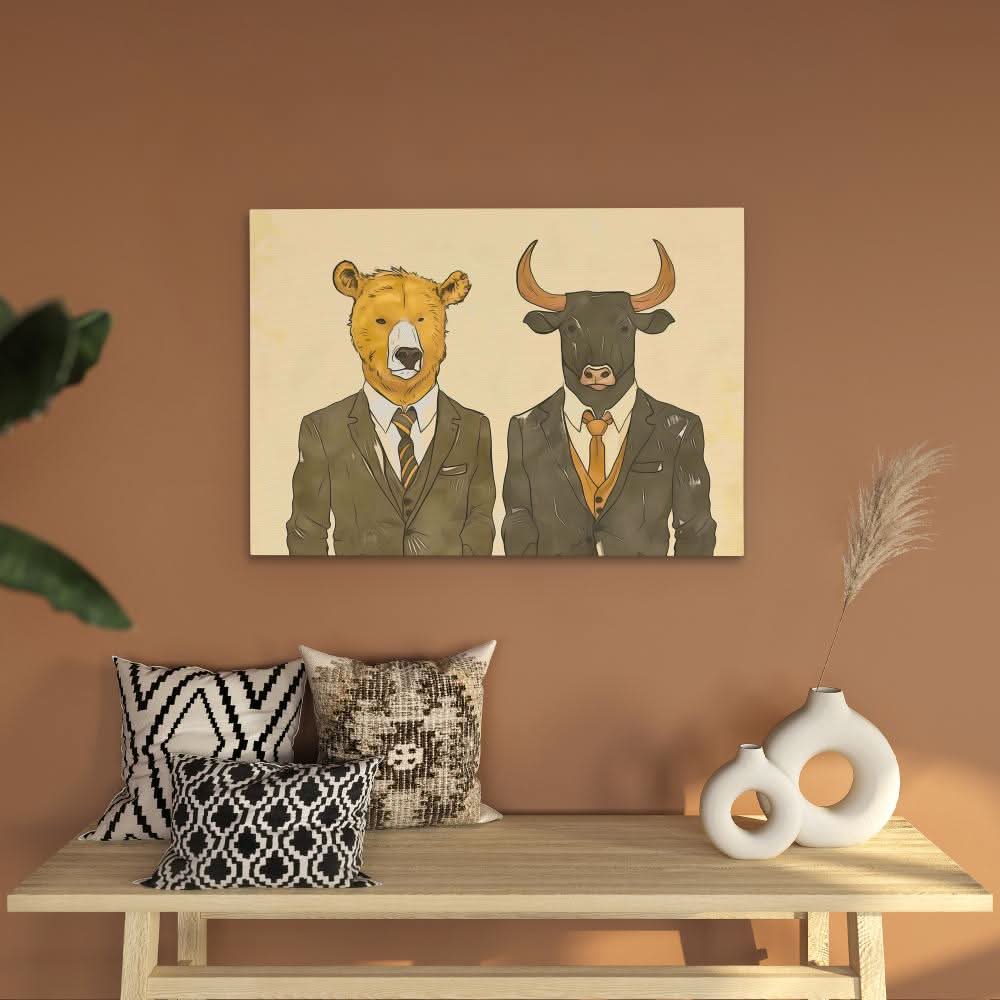 Brokers in Arms - Beige Bull Canvas Print