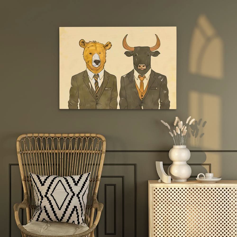Brokers in Arms - Beige Wall Art for Office