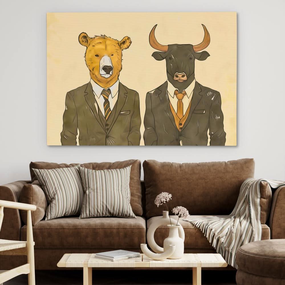 Brokers in Arms - Beige Canvas Wall Art