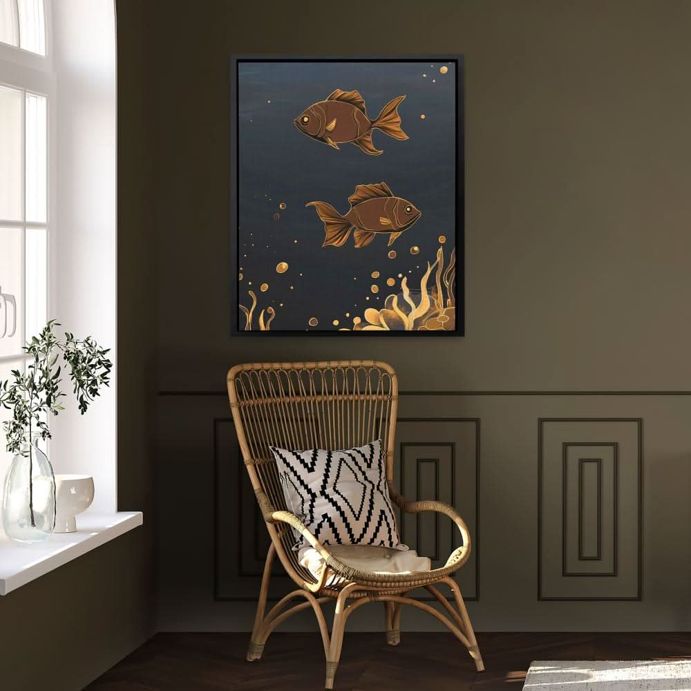 Bronze Currents - Black and Gold Wall Art for Home Office