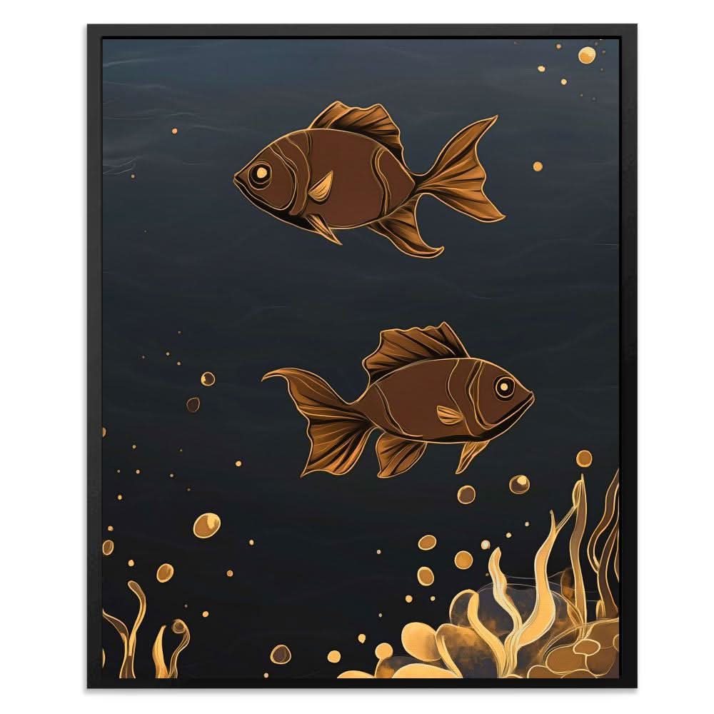 Bronze Currents - Modern Black and Gold Canvas Wall Art