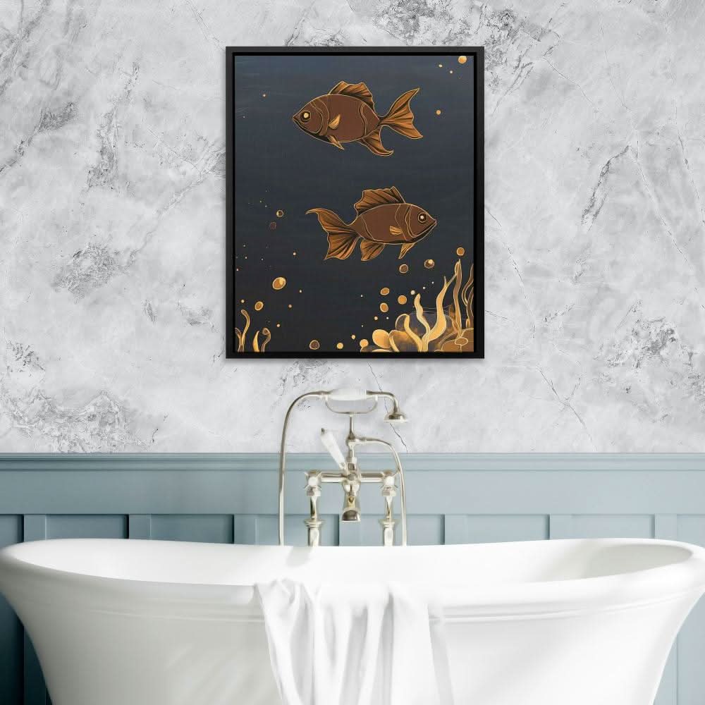 Bronze Currents - Black and Gold Canvas Print