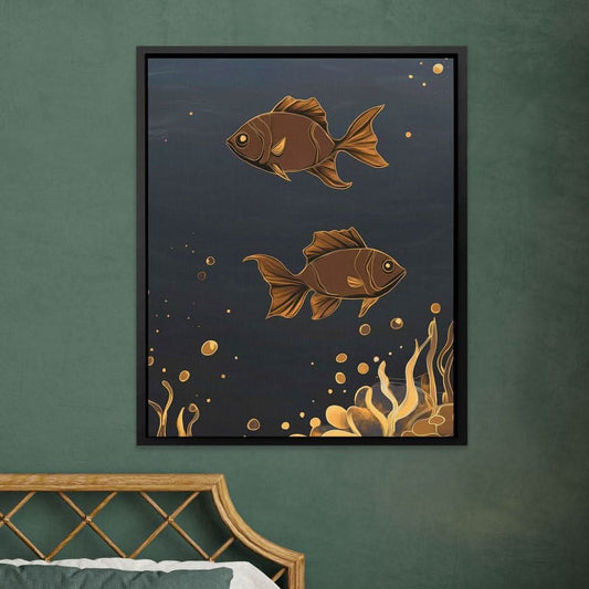 Bronze Currents - Modern Wall Art in Black Frame