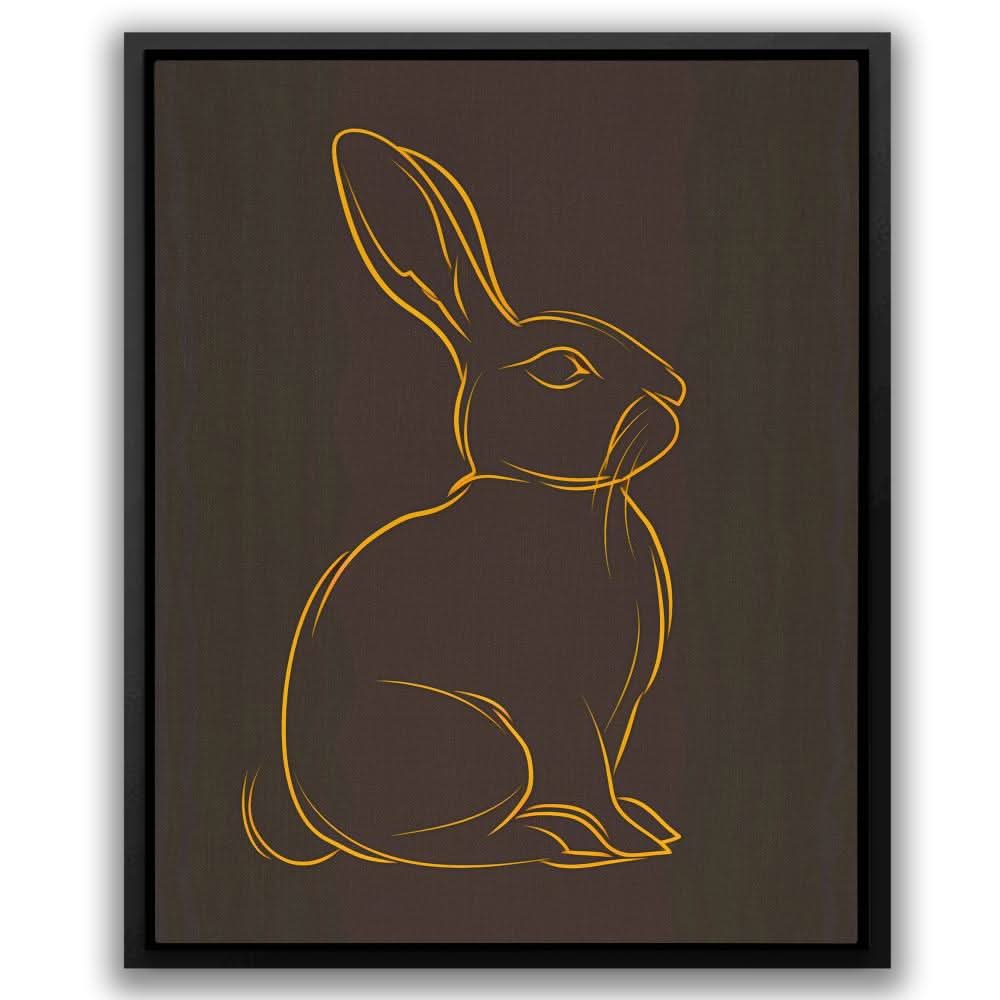 Brown and Gold Rabbit - Wall Art in Black Frame