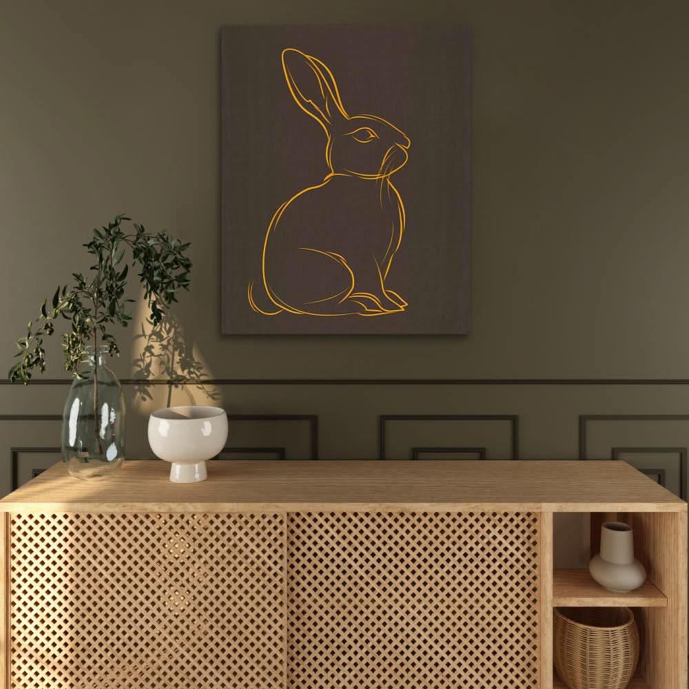 Brown and Gold Rabbit - Brown Canvas Wall Art