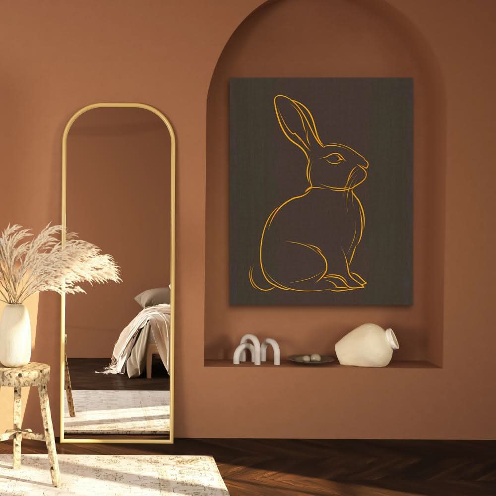 Brown and Gold Rabbit - Large Canvas Print
