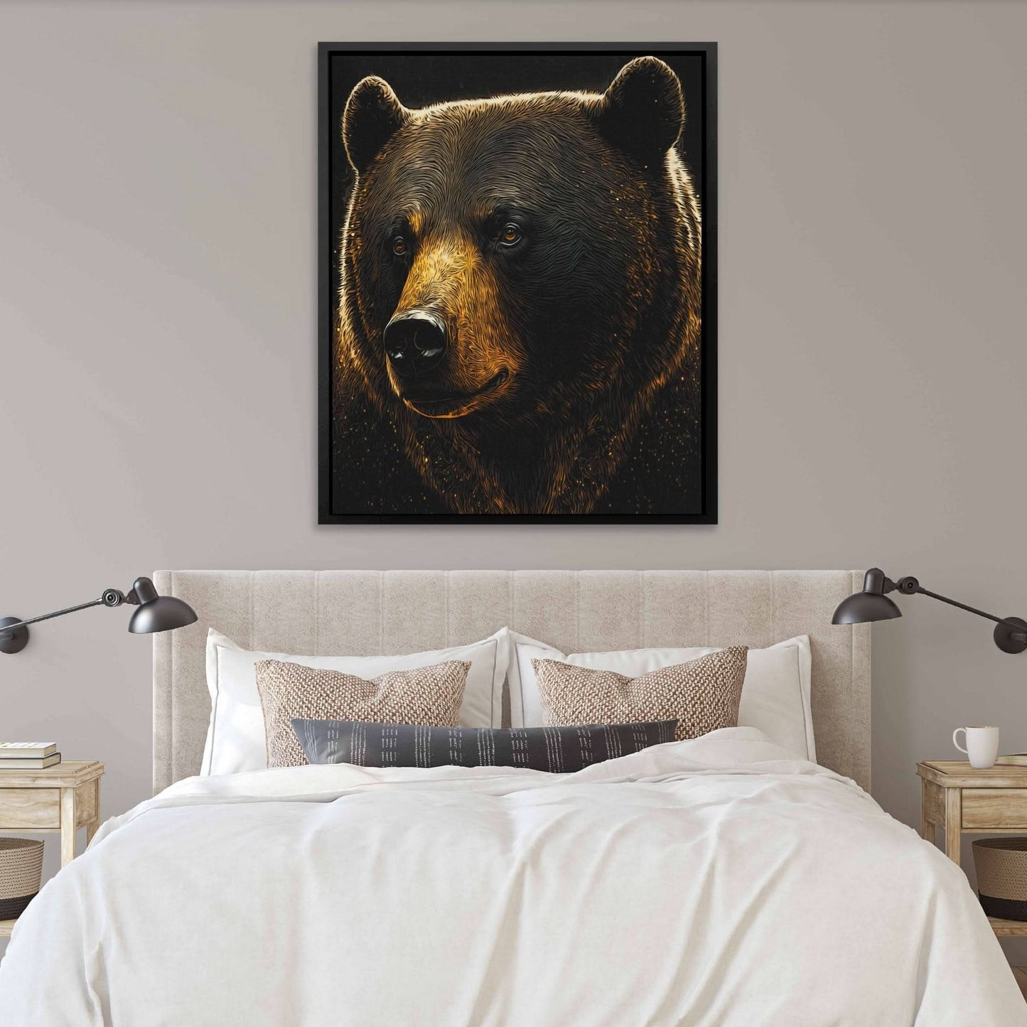 Brown Bear - Bear Wall Art in Black Frame