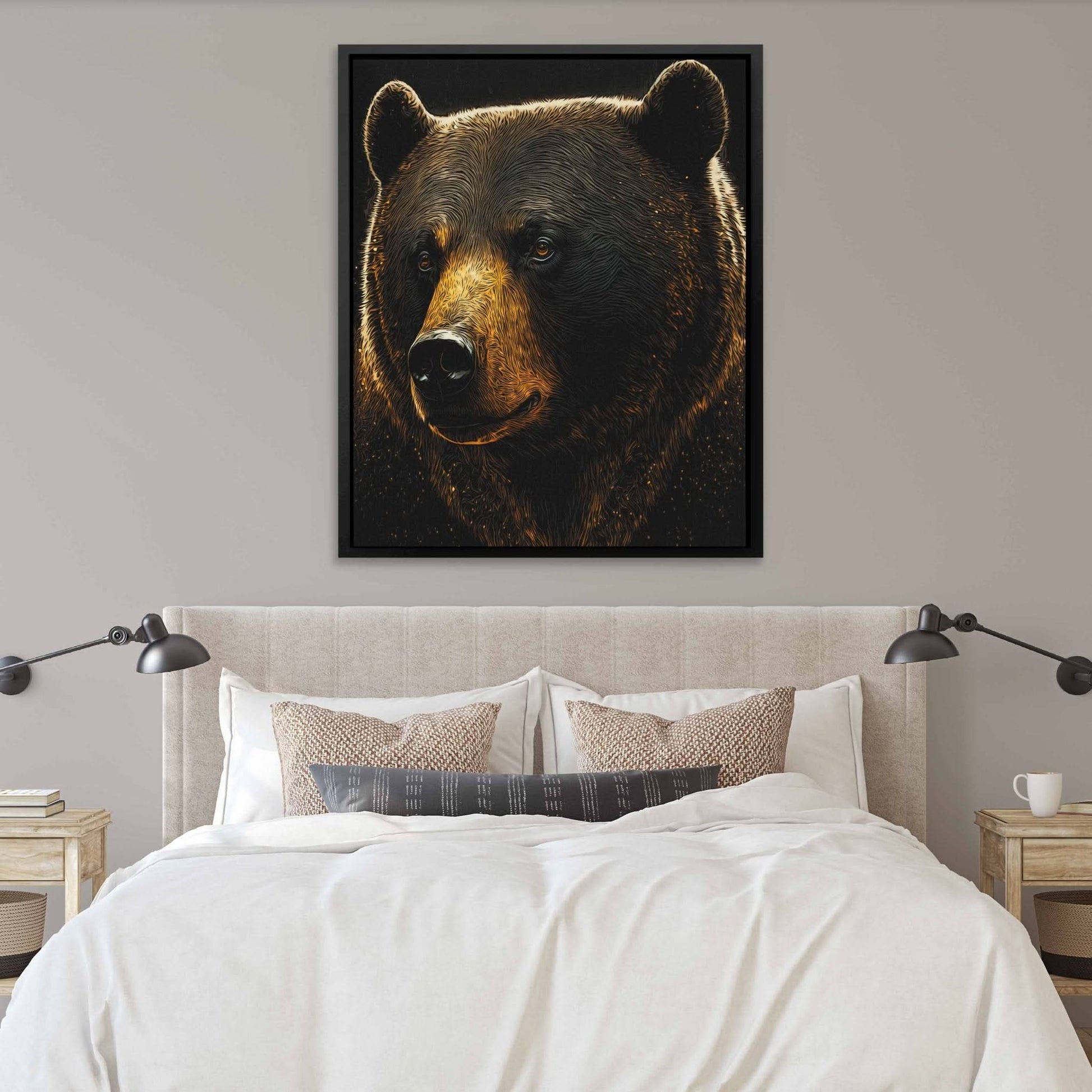 Brown Bear - Bear Wall Art in Black Frame