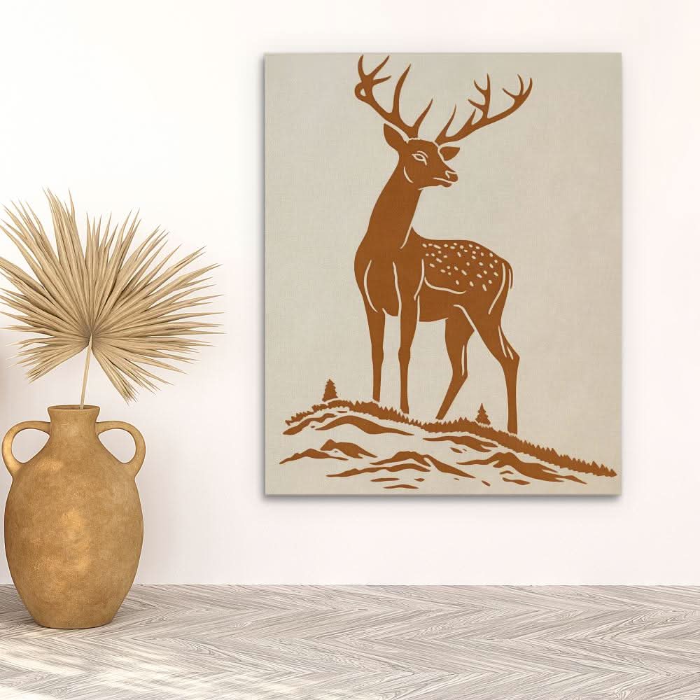 Brown Deer - Beige Wall Art for Living Room