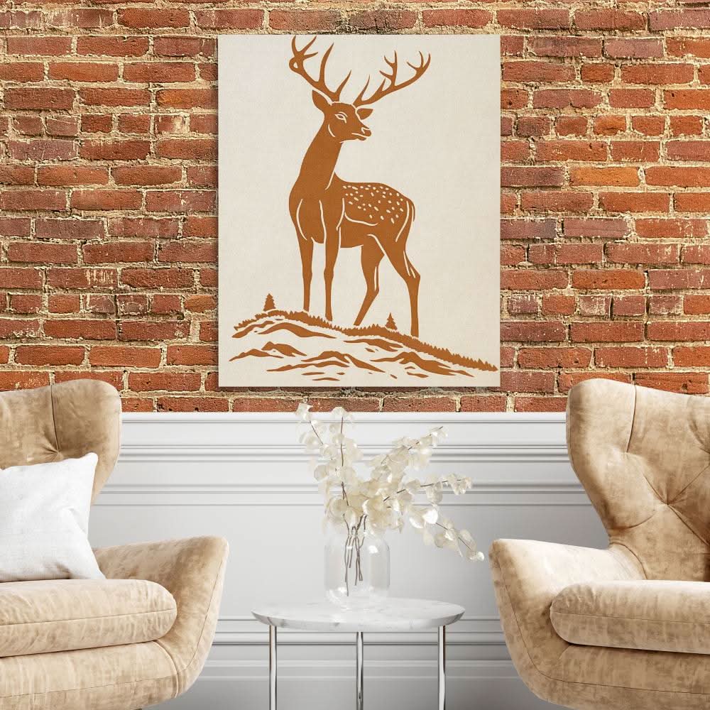 Brown Deer - Deer Wall Art in Black Frame
