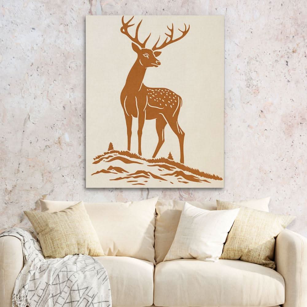 Brown Deer - Simple Brown Canvas Wall Art