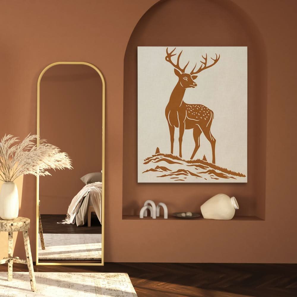 Brown Deer - Minimalist Wall Art in Black Frame