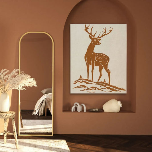 Brown Deer - Minimalist Wall Art in Black Frame