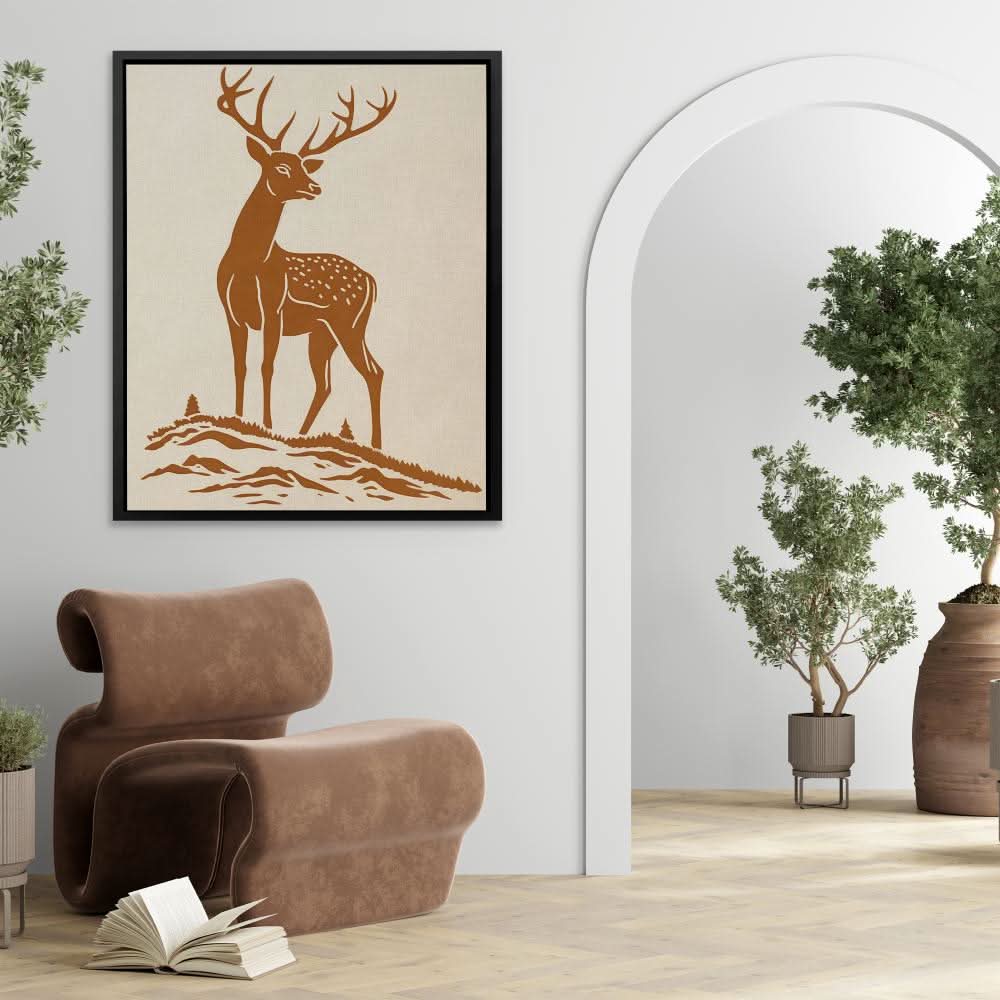 Brown Deer - Large Minimalist Canvas Print