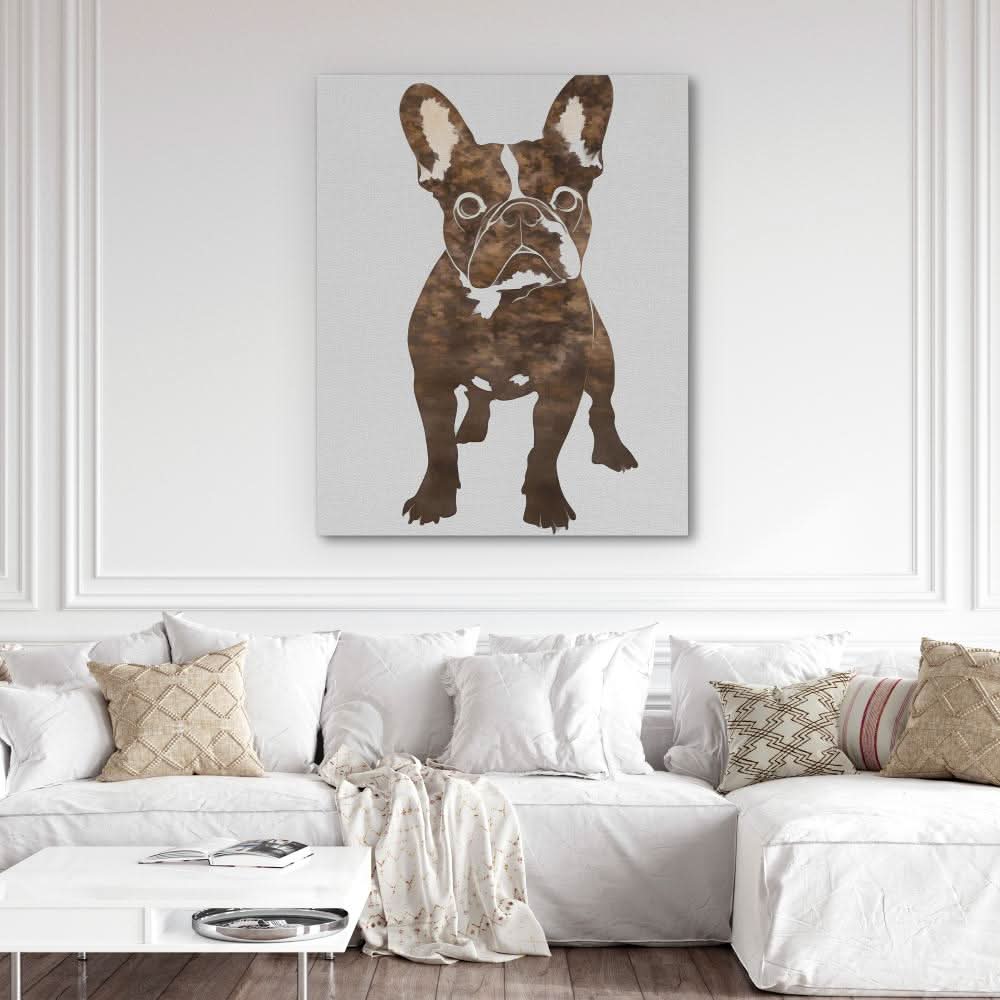 Brown Frenchie Portrait - Modern Neutral Canvas Wall Art