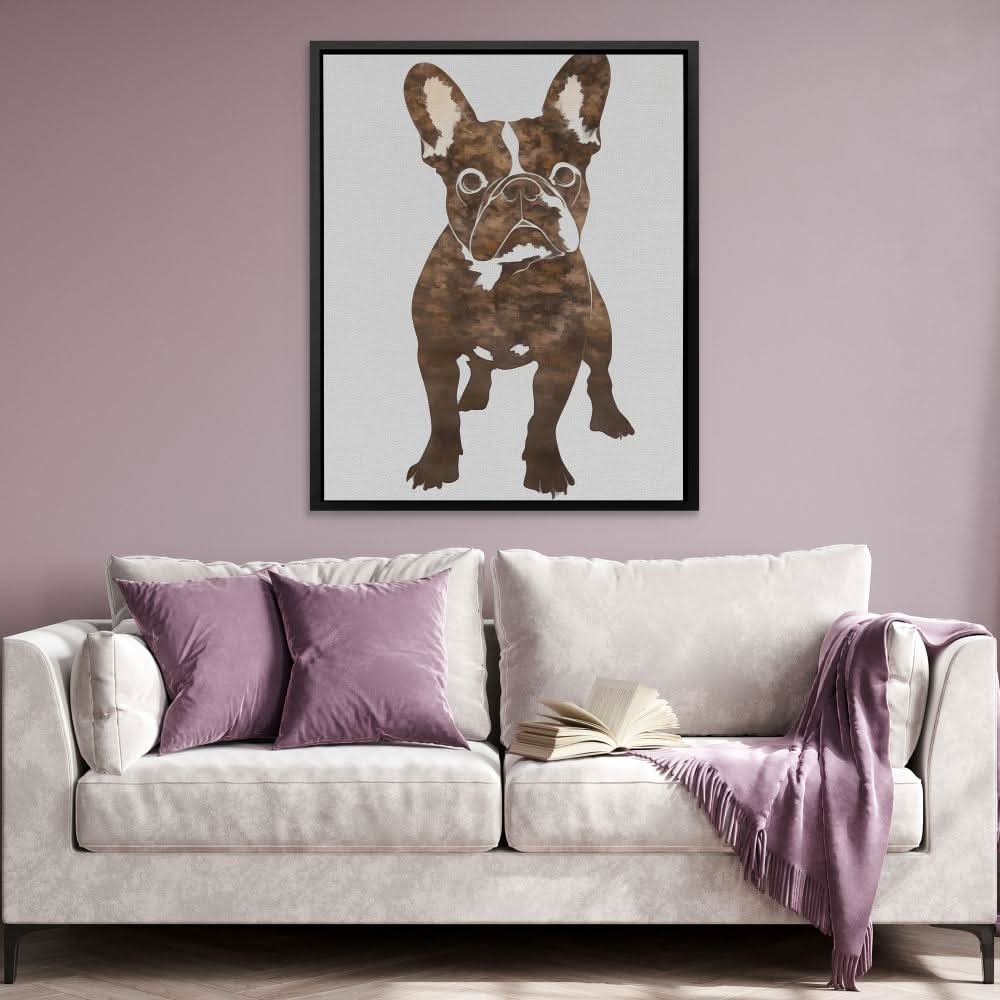 Brown Frenchie Portrait - Brown Wall Art for Bedroom