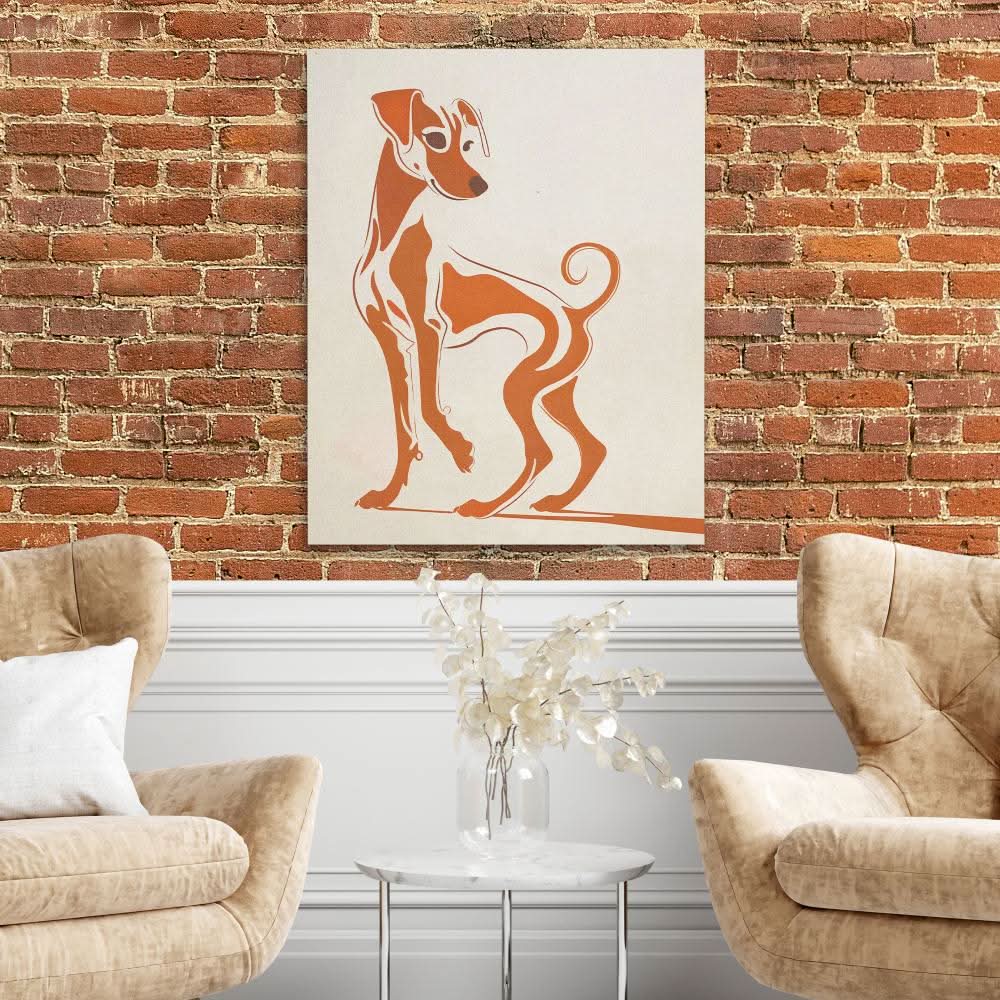 Brown Hound - Dog Wall Art in Black Frame