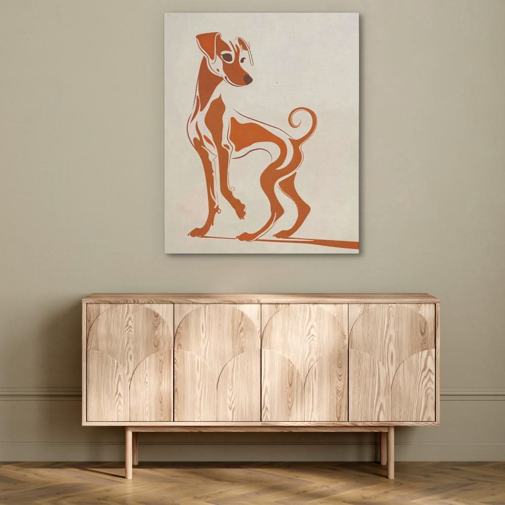 Brown Hound - Minimalist Wall Art in Black Frame