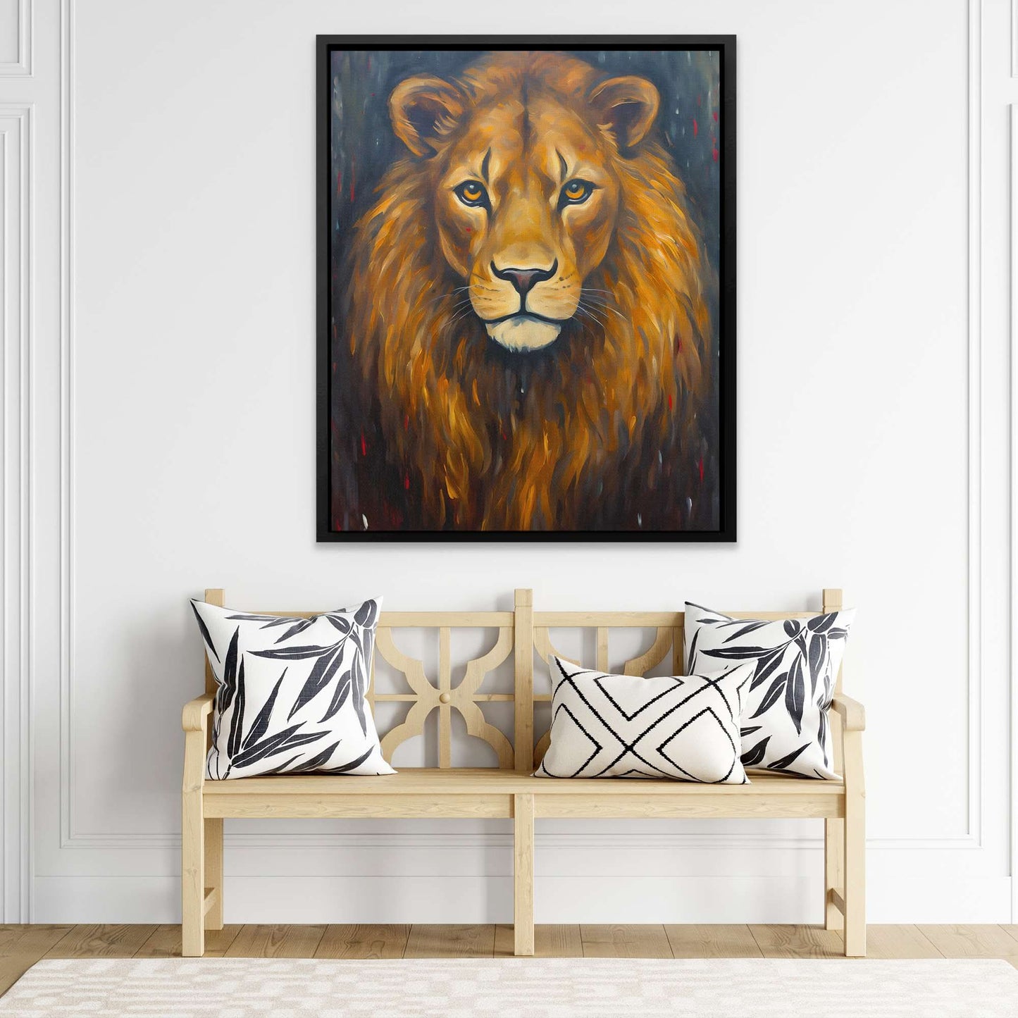 Brown Lion - Big Cat Wall Art in Black Frame