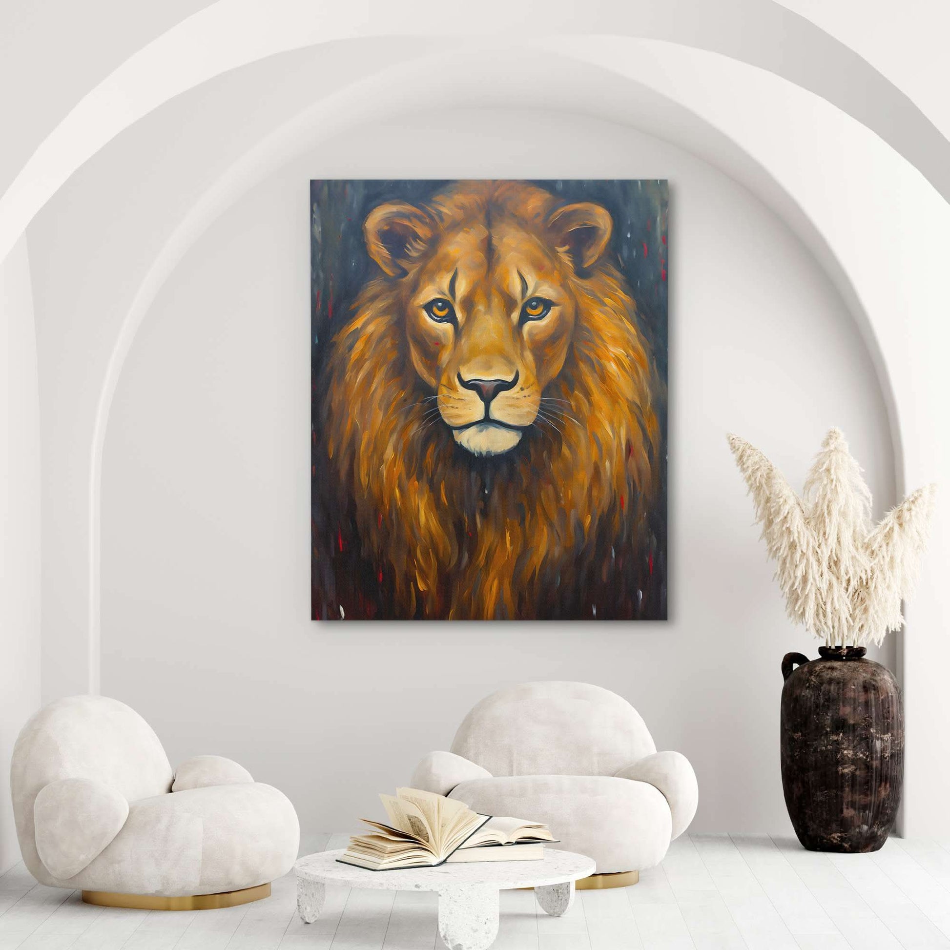 Brown Lion - Wall Art in Black Frame