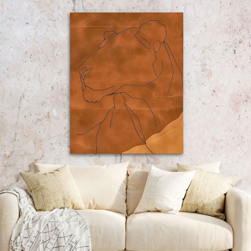 Brown Lioness - Large Minimalist Canvas Print