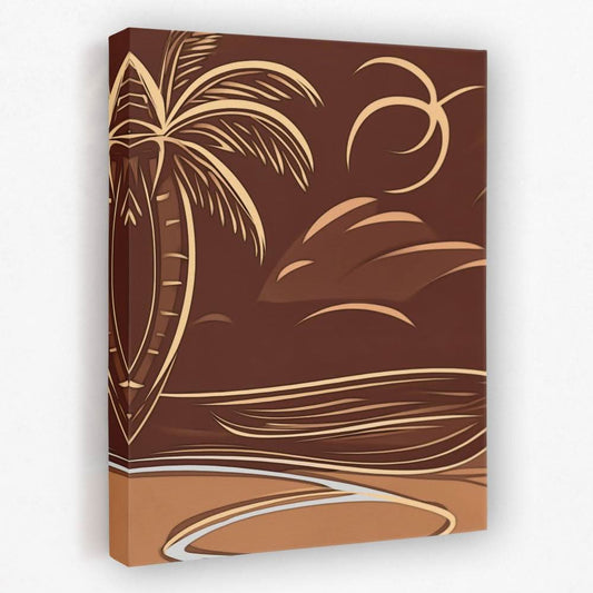 Brown Palm Tree Scene - Beach Canvas Wall Art