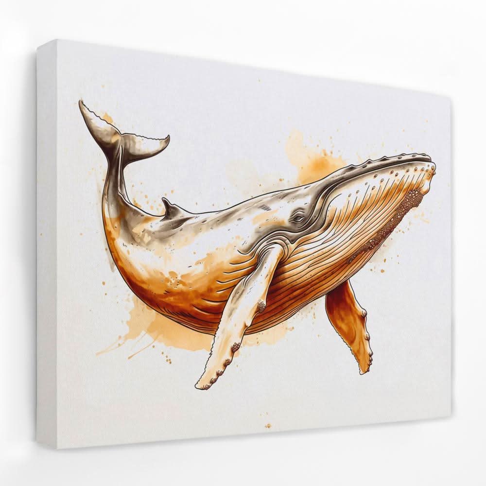 Brown Whale - Marine Canvas Wall Art