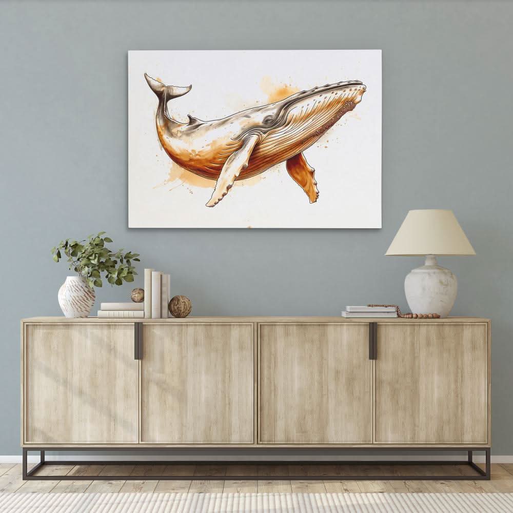 Brown Whale - Large Minimalist Canvas Print