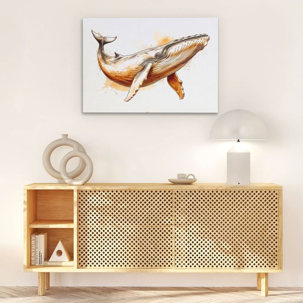 Brown Whale - Beige Wall Art for Nursery