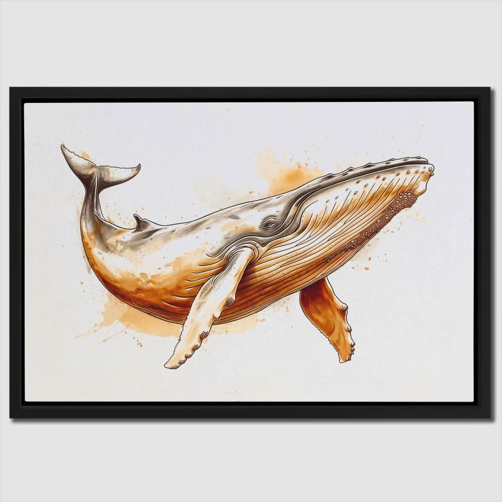 Brown Whale - Modern Brown Canvas Wall Art