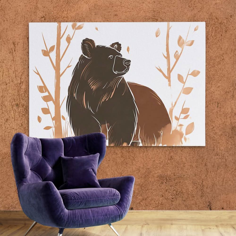 Brush Bear - Wall Art in Black Frame