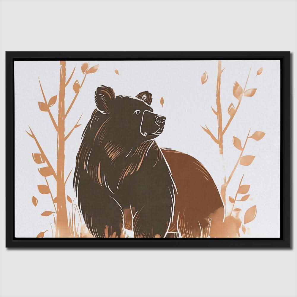 Brush Bear - Illustrations Wall Art in Black Frame
