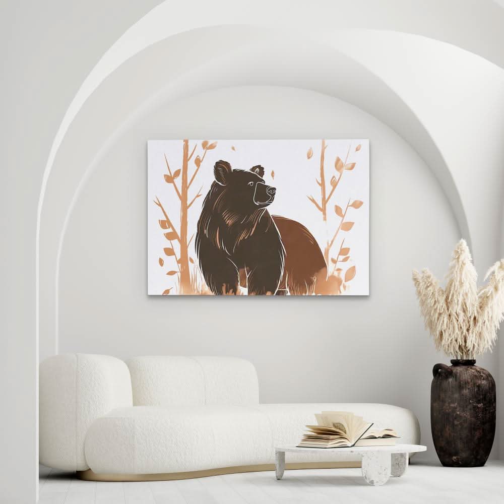 Brush Bear - Beige Illustrations Canvas Print
