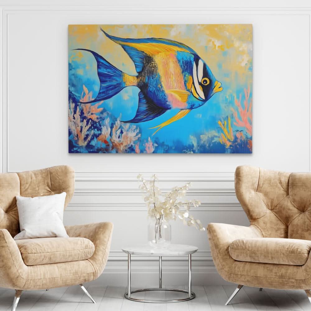Brushstroke of the Sea - Wall Art in Black Frame