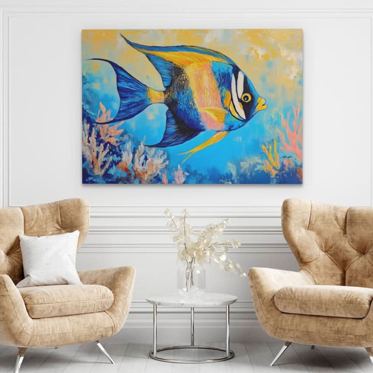 Brushstroke of the Sea - Wall Art in Black Frame