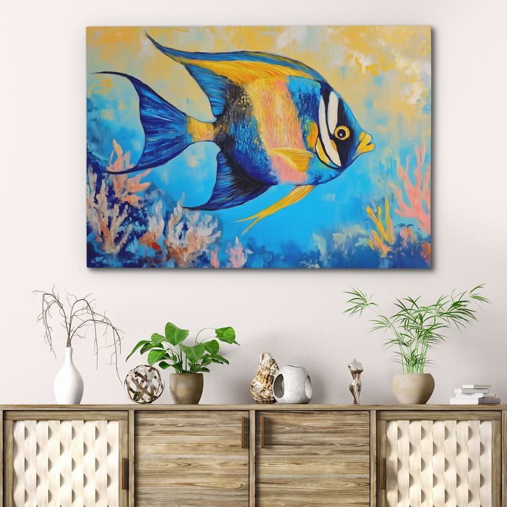 Brushstroke of the Sea - Colorful Coastal Canvas Print