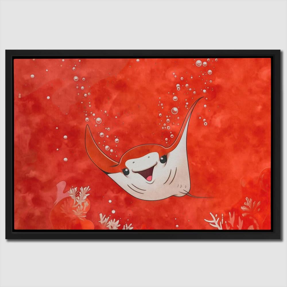 Bubbly Stingray - Wall Art in Black Frame