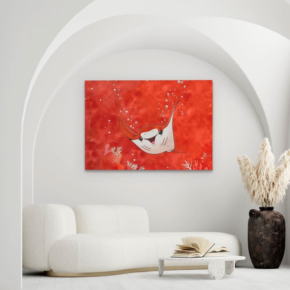 Bubbly Stingray - Beach House Art for Bathroom