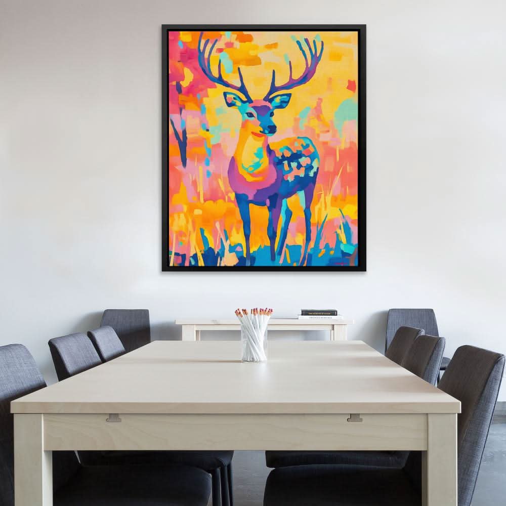 Buck in the Wild - Deer Wall Art in Black Frame