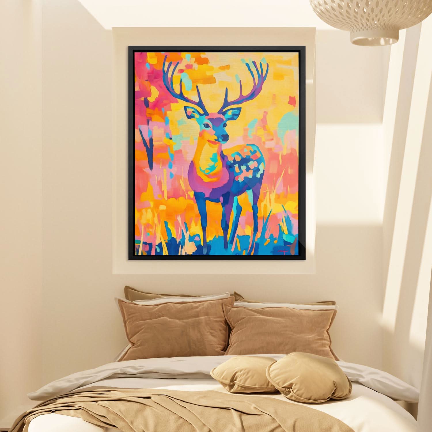 Buck in the Wild - Abstract Wall Art in Black Frame
