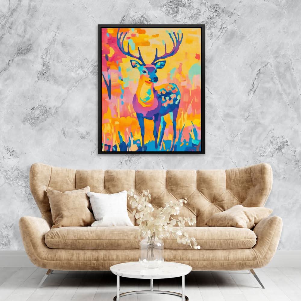 Buck in the Wild - Abstract Colorful Canvas Wall Art
