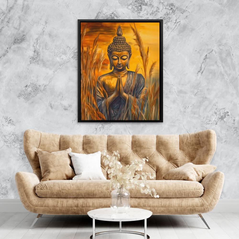 Buddha’s Sunset - Brown Canvas Wall Art