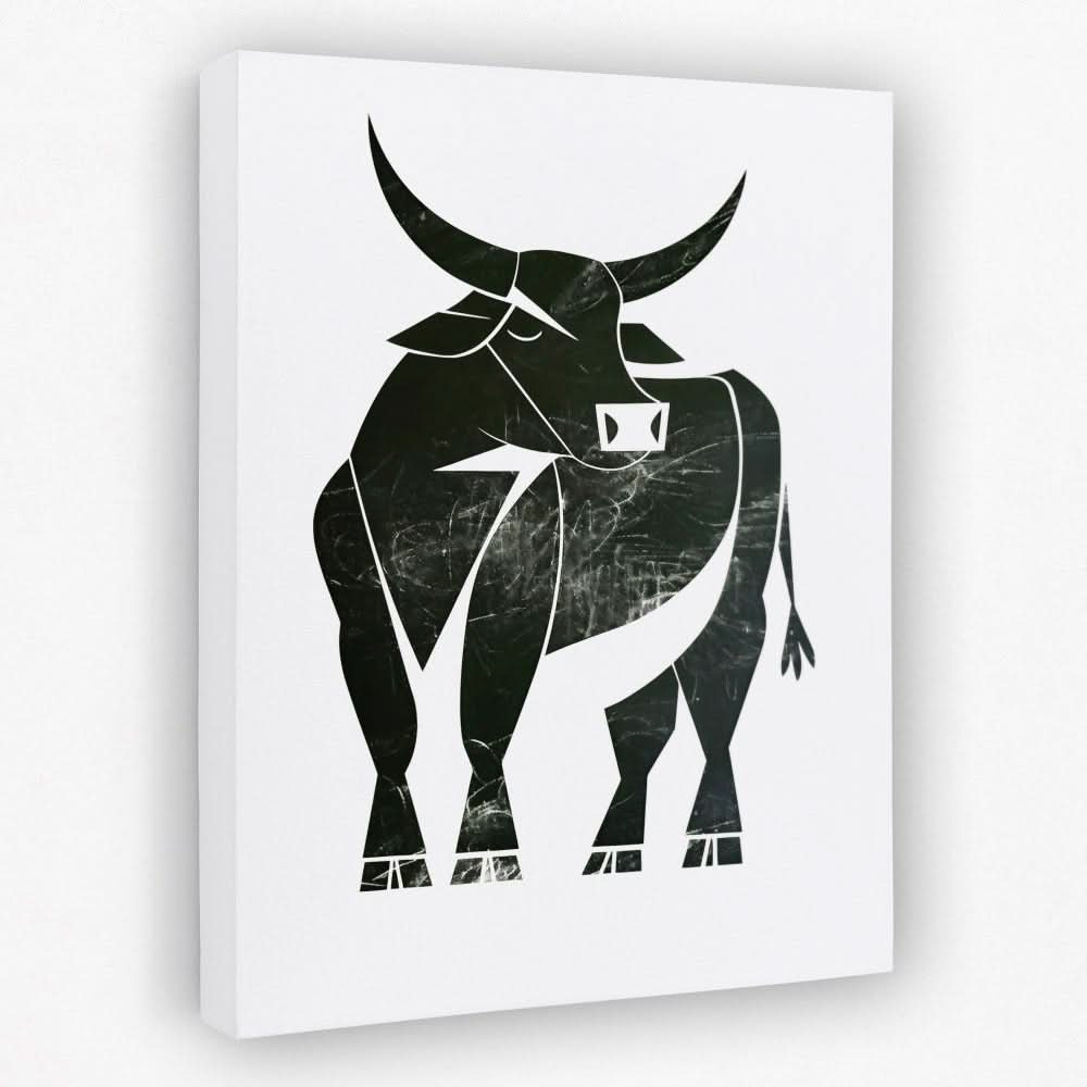 Bull Abstracted - Animals Canvas Wall Art