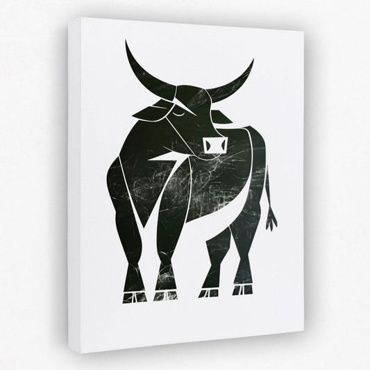 Bull Abstracted - Animals Canvas Wall Art