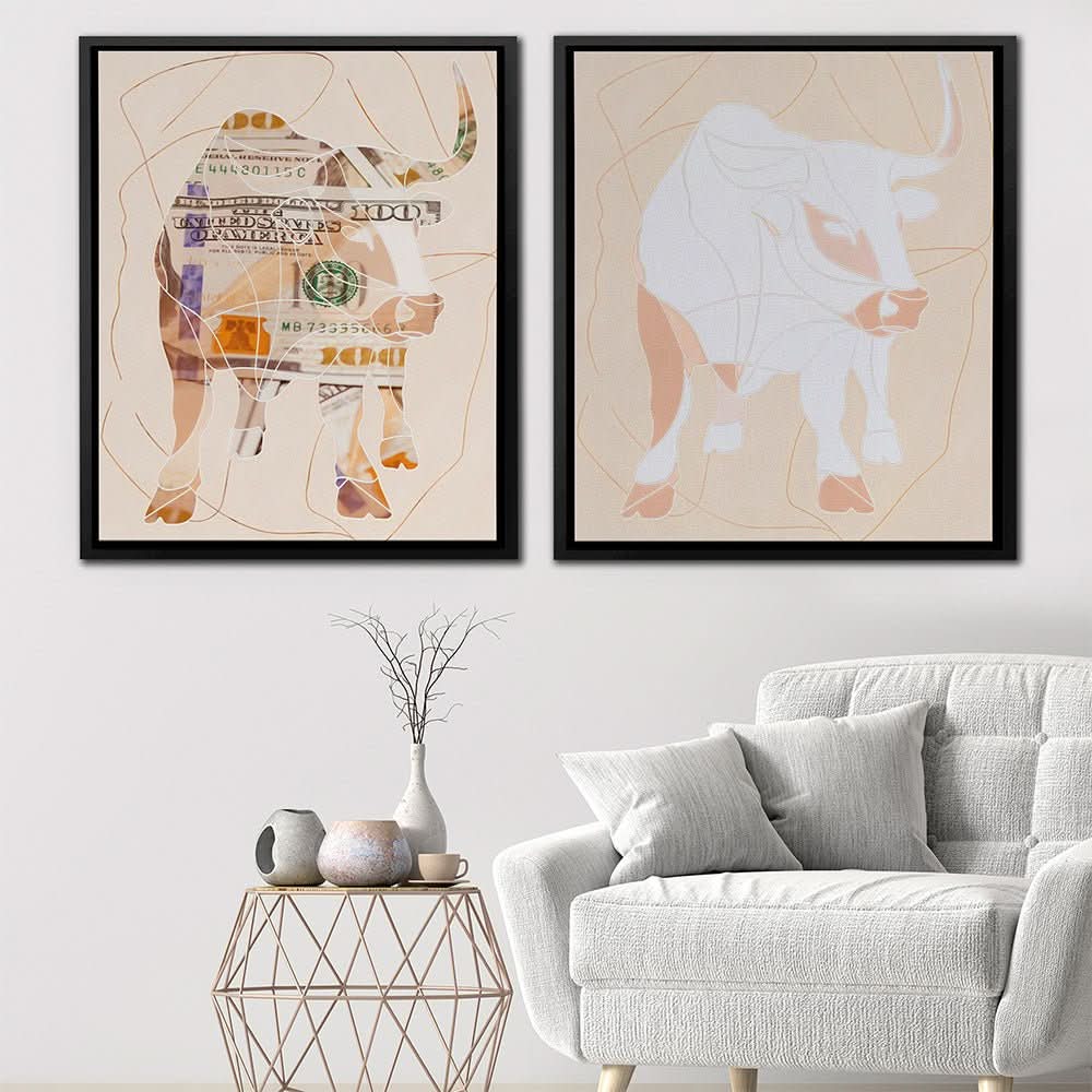 Bull and Cash - Large Canvas Print