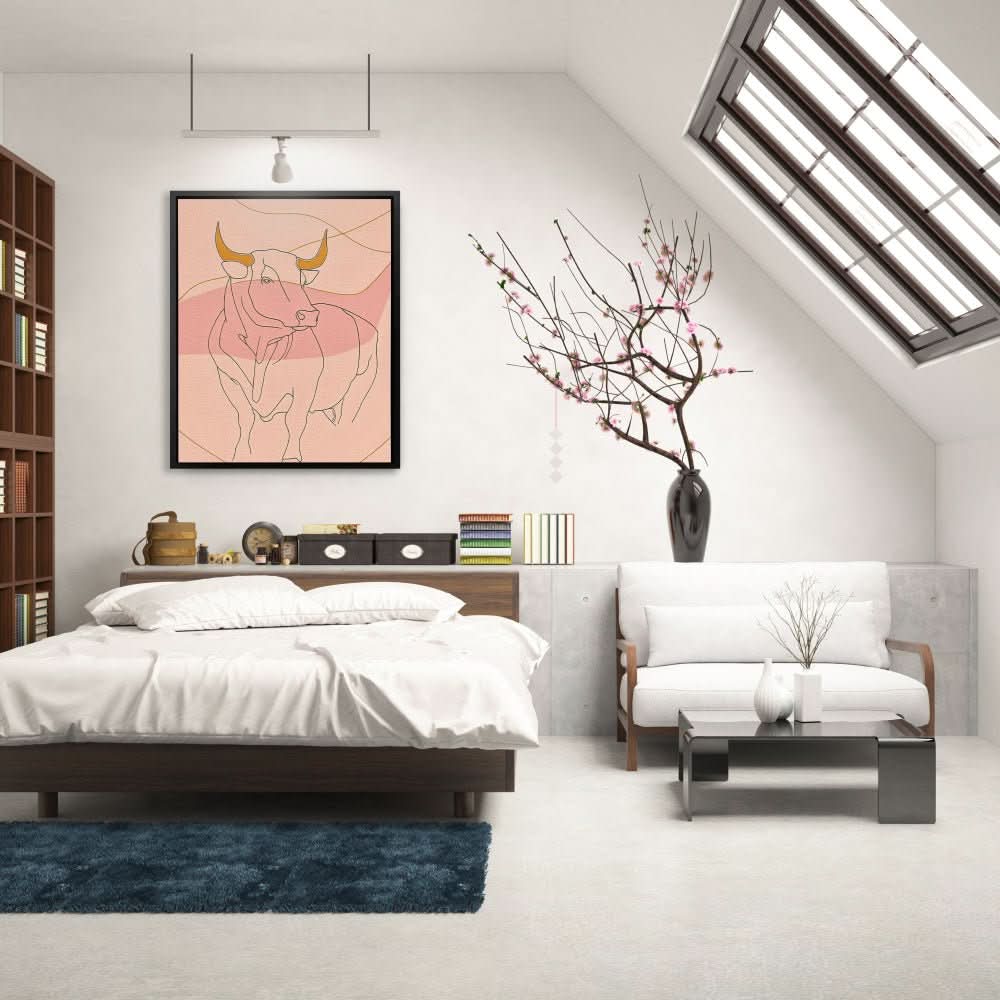 Bull and Line - Minimalist Wall Art Print