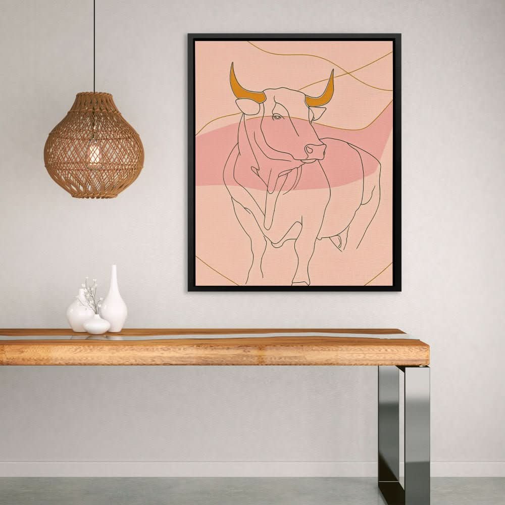 Bull and Line - Neutral Bull Canvas Print